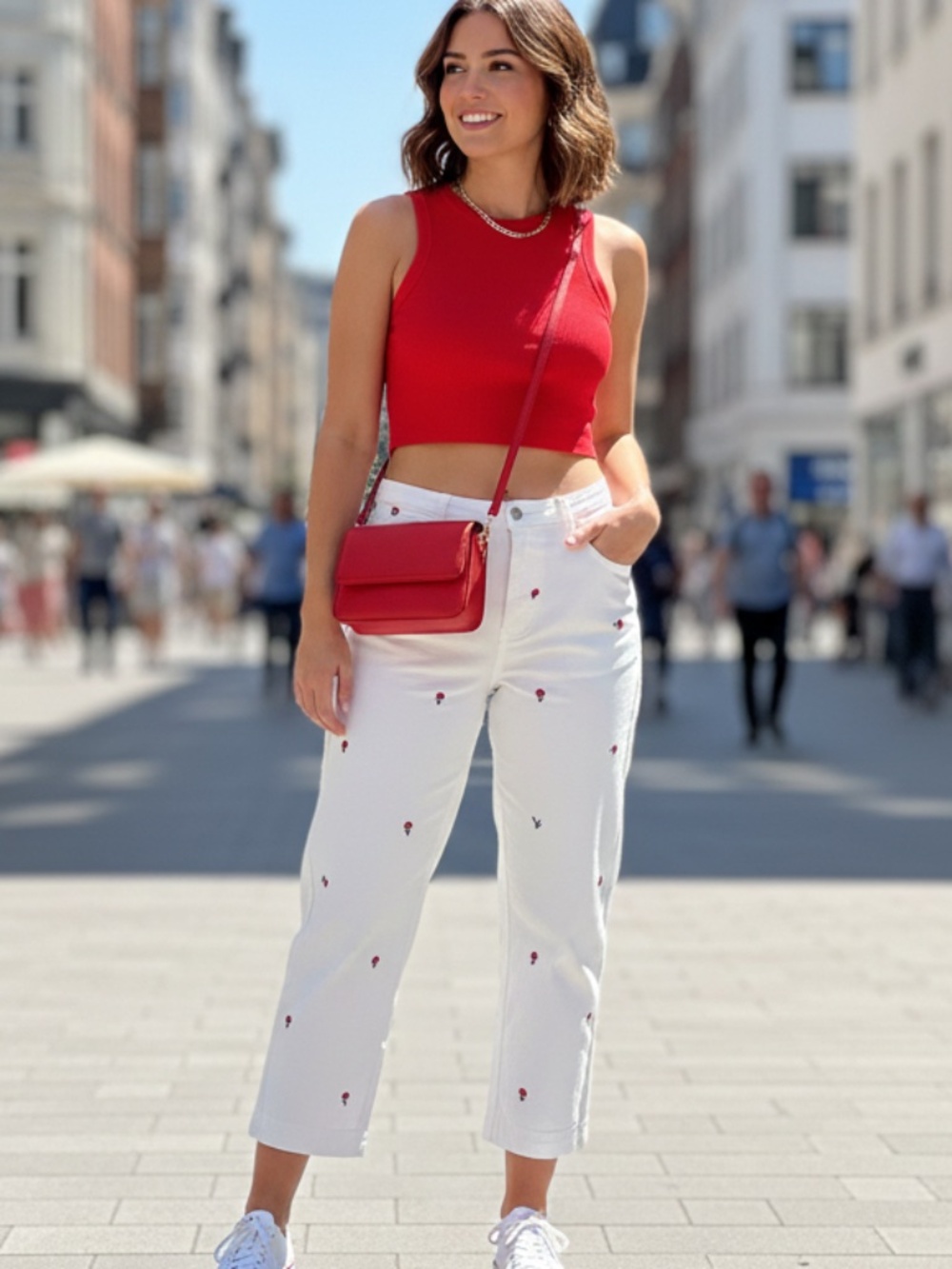 NWT Tommy Hilfiger white ankle pants with roses. 6